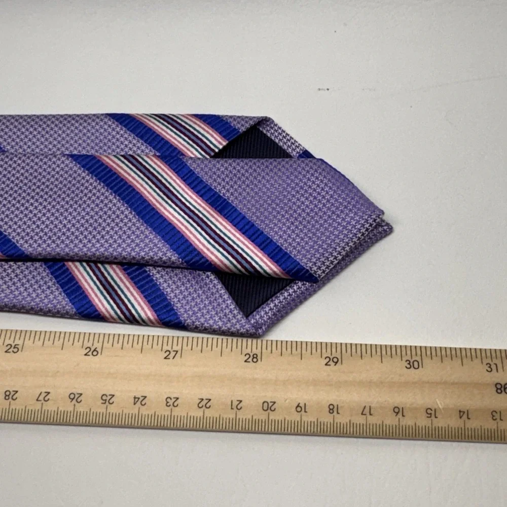 Charles Tyrwhitt Mens Silk Tie Lavender Purple Blue Pink‎ Repp Striped Classic